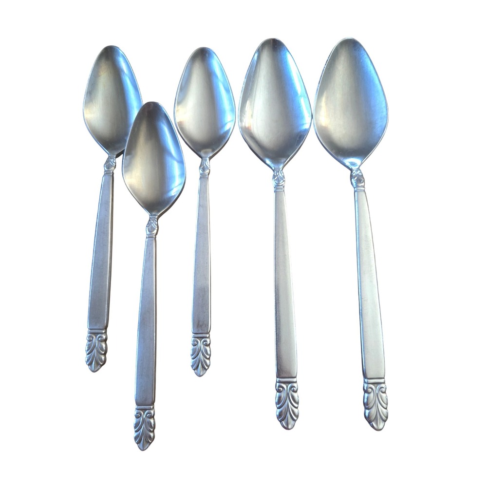 International Stainless Deluxe Norse Spoons Set of 5 Teaspoons Soup Spoons